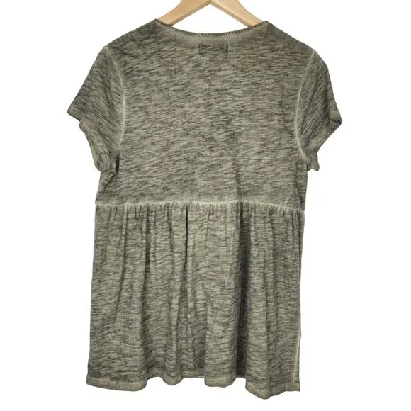 Knox Rose Embroidered Babydoll Top Women M Beaded‎ Garment Dyed Green - Picture 3 of 11